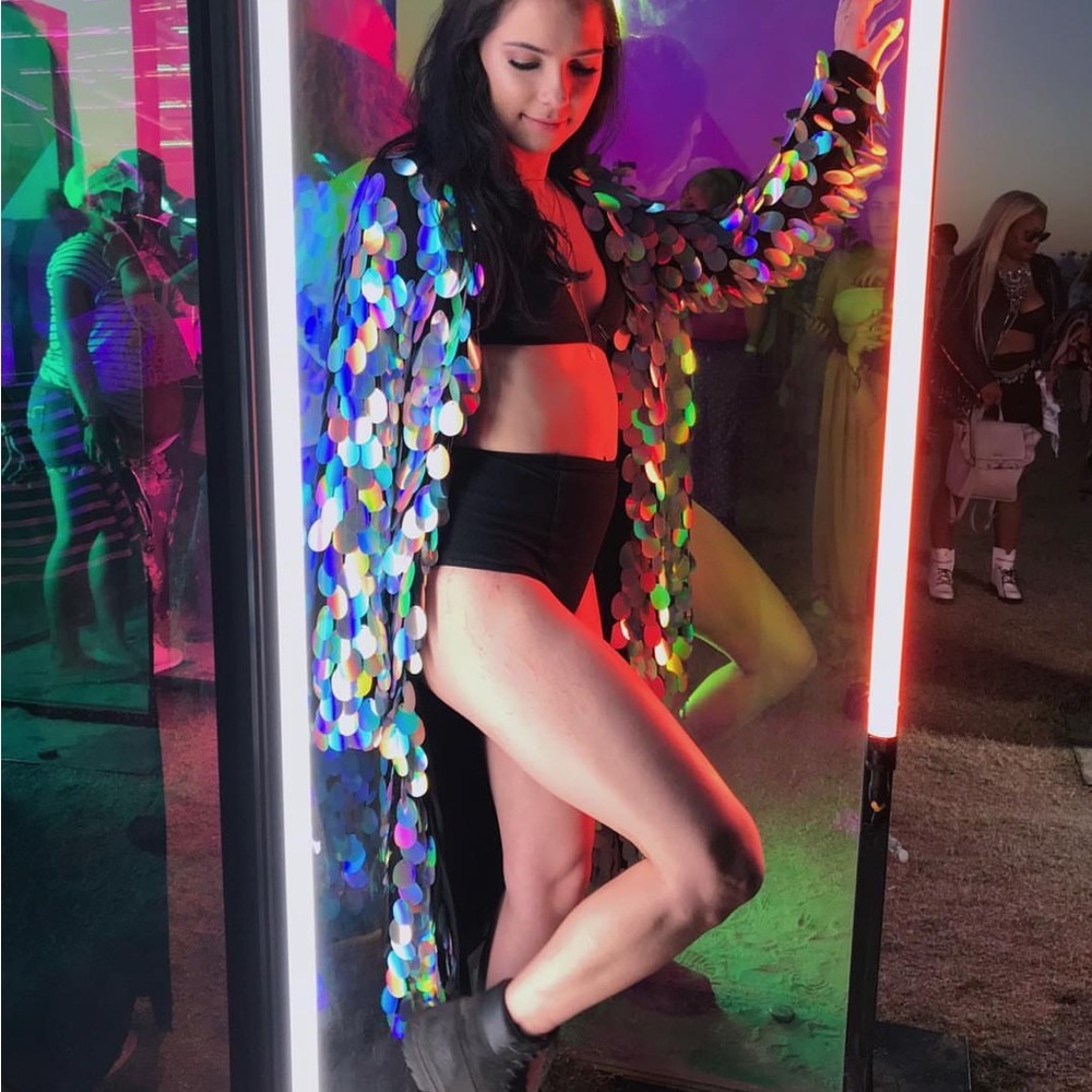 Holographic sequin kimono